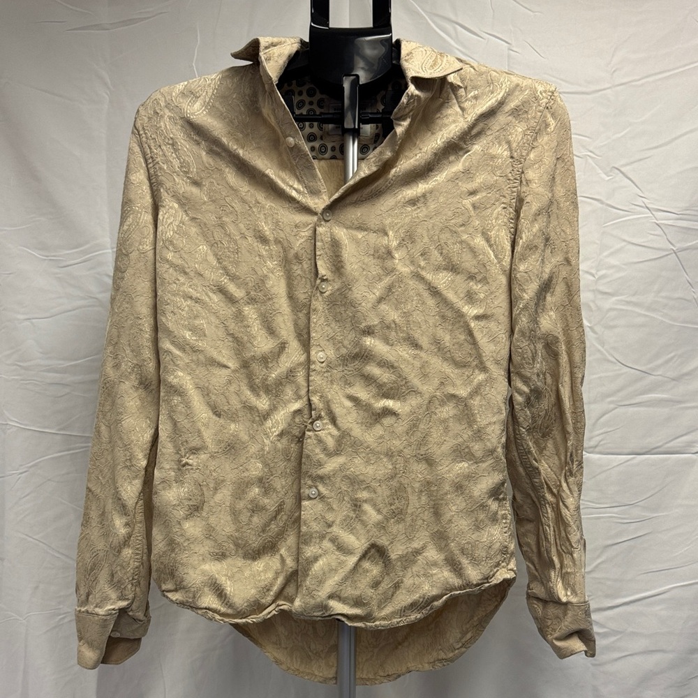 Denim & Flower Patterned Beige Shirt